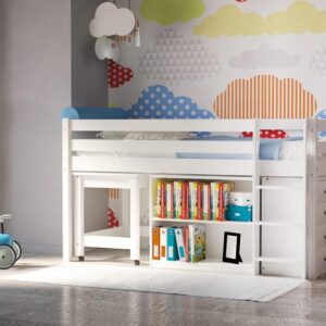 Υπερυψωμένο παιδικό κρεβάτι PRIME PLUS λευκό οξιά 510400