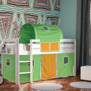 Υπερυψωμένο παιδικό κρεβάτι ECO λευκό οξιά 400400