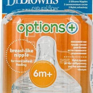 Dr. Brown’s Θηλές για Μπιμπερό Options+ με Φαρδύ Λαιμό 6M+ 2τμχ WN3201