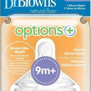 Dr. Brown’s Θηλές για Μπιμπερό Options+ με Φαρδύ Λαιμό 9M+ 2τμχ WN4201