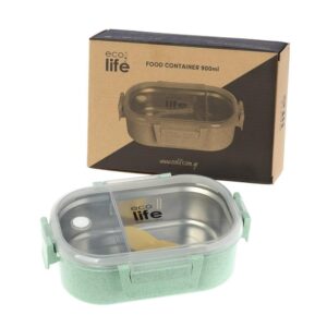 Eco life Μπλε φαγητοδοχείο 900ml | Με χώρισμα πράσινο 33-BO-9074