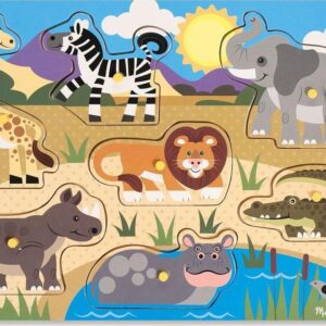 Ξύλινο παζλ σφηνώματα με ζώα ζούγκλας MEL9054