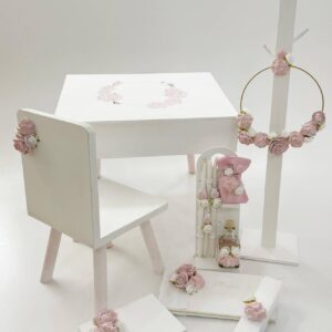 Pink & White Flowers Κουτί | Λαμπάδα | Λαδοσέτ K22-035