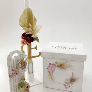 Roses & Pampas Κουτί | Λαμπάδα | Λαδοσέτ K22-018