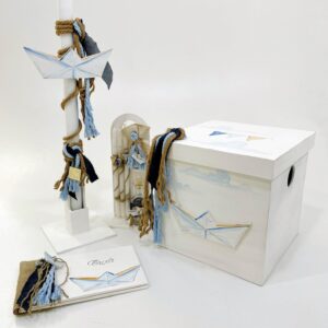 Χάρτινο το Kαραβάκι Λευκό Κουτί | Λαμπάδα | Λαδοσέτ A22-071