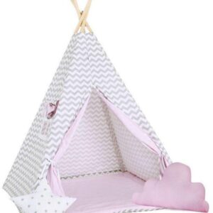 Elis Design Παιδική Σκηνή Σετ με Μαξιλάρια Gray Pink Waves 1755/STA 1755/STA