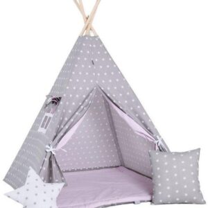 Elis Design Παιδική Σκηνή Σετ με Μαξιλάρια Gray Pink Stars 1860/STA 1860/STA