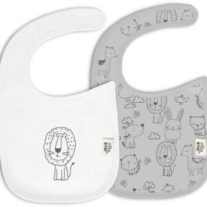 Interbaby Σαλιάρα Velcro Σετ 2 Τεμ Animalitos Grey INTER-334-31