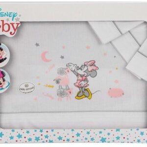 Ιnterbaby Minnie Σεντόνια Κούνιας Σετ 3 Τεμ 115Χ175 White/Grey Interbaby MN007-18 MN007-18