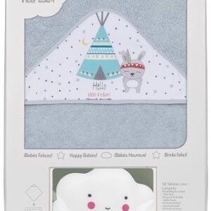Interbaby Tipi Oso Μπουρνούζι Κάπα Σετ Με Λαμπάκι Νυκτός Grey NU1202-31 NU1202-31