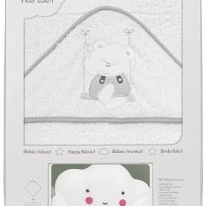 Interbaby Swing Μπουρνούζι Κάπα Σετ Με Λαμπάκι Νυκτός White/Grey NU1224-18 NU1224-18