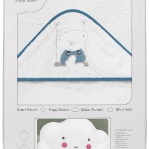 Interbaby Swing Μπουρνούζι Κάπα Σετ Με Λαμπάκι Νυκτός White/Petrol NU1224-60 NU1224-60