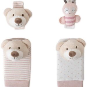 Interbaby Bear Σετ 4 Τμχ Καλτσάκια και Περικάρπια Κουδουνίστρες Pink OSI01-02 OSI01-02