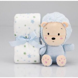 Interbaby Λούτρινο Lion και Κουβέρτα Αγκαλιάς 80X110 Blue PE014-01 PE014-01
