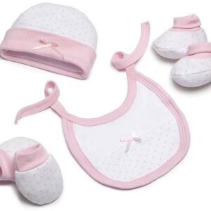 Interbaby Dots Σετ Δώρου 4 τμχ (0-6 μηνών) Pink SET01-02 SET01-02