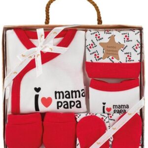 Interbaby I Love Mama-Papa Σετ Δώρου 4 τμχ (0-6 μηνών) Red SET23-07 SET23-07