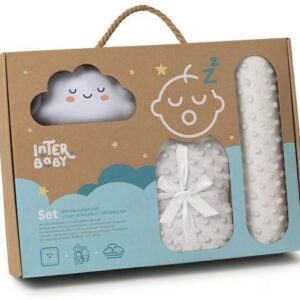 Interbaby Bubble Σετ 3 Τμχ Κουβέρτα Αγκαλιάς Λαμπάκι Νυκτός και Μαξιλάρι Grey SET28-31 SET28-31