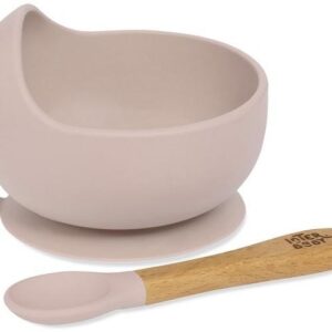 Interbaby Σετ Αντιολισθητικό Μπολ Και Κουτάλι Από Σιλικόνη Dark Pink SI001-66 SI001-66