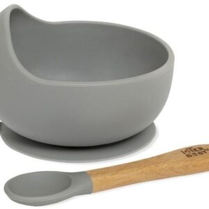 Interbaby Σετ Αντιολισθητικό Μπολ Και Κουτάλι Από Σιλικόνη Grey SI001-76 SI001-76