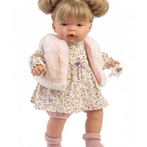 Llorens κούκλα ξανθιά με εκρού φόρεμα και γούνα 38cm LIO-38360