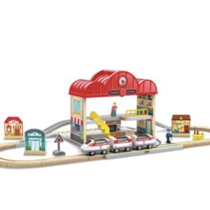 Hape Railway Ξύλινος Σιδηρόδρομος Train Station Set E-3877