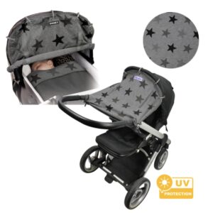 Dooky: Ηλιοπροστασία-σκίαστρο για το καρότσι με UPF50+ Grey Stars DK-126616