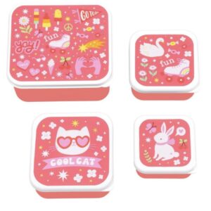 A little lovely company Σετ 4 δοχεία φαγητού Lunch & Snack Box - Fun SBSEFU75
