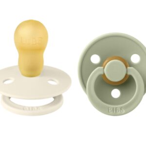 Bibs Πιπίλες Colour Round 2τμχ Latex No3 18m+ Ivory/Sage 130241