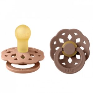 Bibs Πιπίλες Boheme Round 2τμχ Latex No1 0m+ Peach Woodstuck 230108