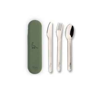 Citron Stainless Steel Cutlery Set With Silicon Case - Dino Green CIT-62128