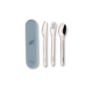Citron Stainless Steel Cutlery Set with Silicon Case - Spaceship Dusty Blue CIT-73803