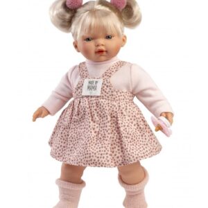 LLORENS DOLLS ΚΟΥΚΛΑ 33cm ΞΑΝΘΙΑ ΡΟΖ ΠΟΥΑ ΦΟΡΕΜΑ LIO-33158