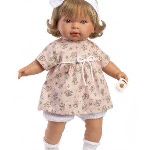 LLORENS DOLLS ΚΟΥΚΛΑ 42cm ΞΑΝΘΙΑ ΡΟΖ ΦΛΟΡΑΛ ΦΟΡΕΜΑ LIO-42164