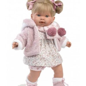 LLORENS DOLLS ΚΟΥΚΛΑ 42cm ΞΑΝΘΙΑ ΡΟΖ ΦΟΡΕΜΑ ΚΑΣΚΟΛ LIO-42280