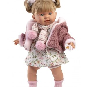 LLORENS DOLLS ΚΟΥΚΛΑ 42cm ΞΑΝΘΙΑ ΡΟΖ ΦΛΟΡΑΛ ΦΟΡ ΖΑΚΕΤΑ LIO-42286