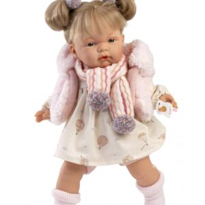 Llorens Dolls Κούκλα 38cm Φόρεμα Με Αερόστατα Και Ροζ Γουνάκι lIO-38362