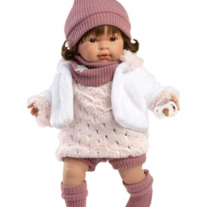 Llorens Dolls Κούκλ 42cm Καστανή Με Σκουφί Και Γούνινο Φόρεμα LIO-42162