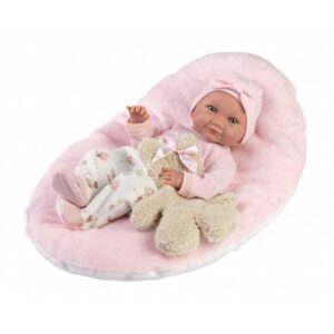 Lliorens Dolls Newborn Κορίτσι 40cm Με Ροζ Μαξιλάρι Και Αρκουδάκι LIO-73808K