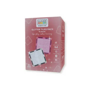 Cleverclixx Glitter Tiles pack transparent pink 16 stuks CLC-1029