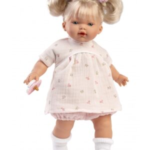 LLORENS DOLLS ΚΟΥΚΛΑ 33cm ΞΑΝΘΙΑ ΡΟΖ ΦΟΡΕΜΑ Ανθάκι  LIO-33162