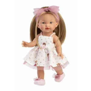 Llorens κούκλα Ξανθιά ,Λευκό φόρεμα 28εκ, LIO-28038Κ