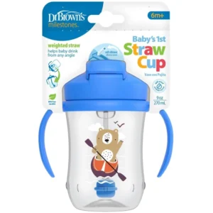 Dr Brown's Baby's First Straw Cup 6m+, 270ml, ΜΠΛΕ TC91012