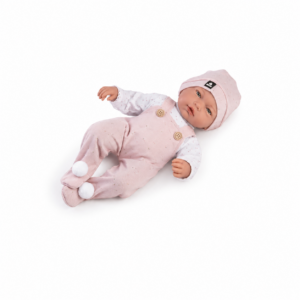 Guca - Κούκλα Μωρό Indira με ροζ overalls σκουφάκι 38cm