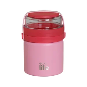 Eco Life Στρογγυλό Θερμός Φαγητού Ροζ 450ML 33-BO-9021