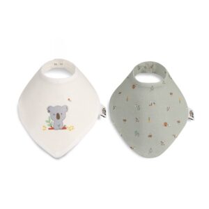 Interbaby Granja Koala Σαλιάρες Bandana Bamboo Σετ 2 Τεμ Αδιάβροχες Green BABE003-13